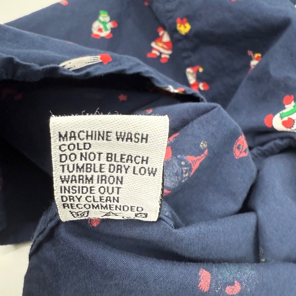 Eighth Avenue Shirt Men Medium Blue Button Up Christmas Santa Short Sleeve - Picture 6 of 9